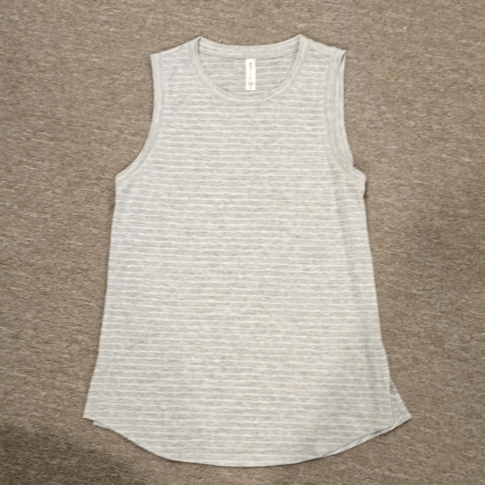 Athleta Grey white striped tank top size M